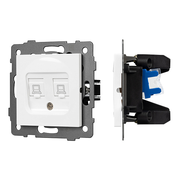 Механизм компьютерной розетки двойной SCT-MPC2-PL-WH-V (RJ-45, CAT6) (Arlight, -) Lednikoff