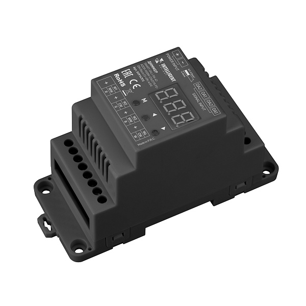 INTELLIGENT ARLIGHT Диммер SMART-DALI-104-62-ADDR-RGBW-DT6/DT8-PD-DIN Black (12-48V, 4x5А) (IARL, IP20 Пластик, 5 лет) Lednikoff