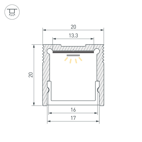 Профиль SL-SLIM20-H20-3000 ANOD (BY) (Arlight, Алюминий) Lednikoff