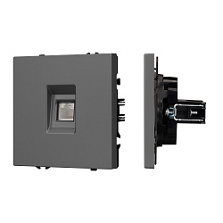 Механизм телефонной розетки SCT-NOBE-MTL1-SFPL-GR (RJ-11, 4C) (Arlight, Серый базальт)