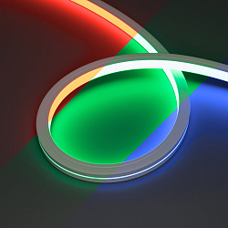 Светодиодная лента герметичная MOONLIGHT-PRO-TOP-X360-20x20mm 24V RGB (12 W/m, IP67, 10m, wire x2) (Arlight, Вывод боковой, 5 лет)