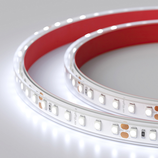 Светодиодная лента RTW 2-5000PGS 24V Cool 2x (3528, 600 LED, LUX) (Arlight, 9.6 Вт/м, IP67) Lednikoff