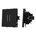 Механизм выключателя двухклавишный непроходной LED SWT-NOBE-MK02-SFPL-L-BK (230V, 10A) (Arlight, Черный оникс) Lednikoff