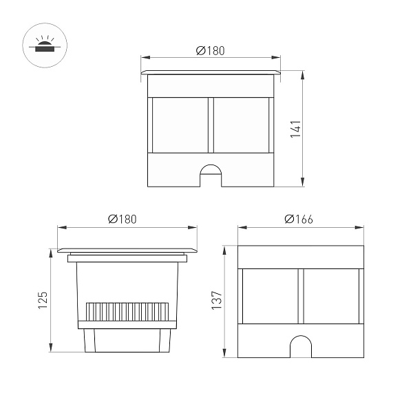 Светильник LTD-DAFNA-GROUND-R180-25W Day4000 (SL, 20 deg, 230V) (Arlight, IP67 Металл, 5 лет) Lednikoff