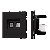 Механизм сдвоенной телефонной розетки SCT-NOBE-MTL2-SFPL-BK (RJ-11, 4C) (Arlight, Черный оникс)