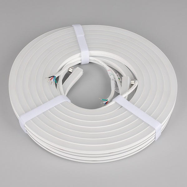 Светодиодная лента герметичная MOONLIGHT-PRO-SIDE-X336-12x17mm 24V RGBW-Day (12 W/m, IP67, 10m, wire x2) (Arlight, Вывод боковой, 5 лет)