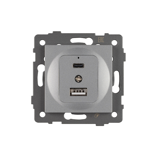 Механизм USB розетки SCT-MUAC-PL-GR-V (5V, 3A, QC4) (Arlight, -) Lednikoff