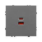 Механизм розетки с быстрой USB зарядкой SCT-NOBE-MUAC-SFPL-FC-GR (65W, QC3) (Arlight, Серый базальт) Lednikoff