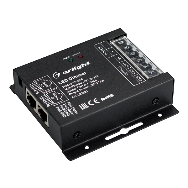 Диммер VT-S18-3x8A (12-24V, ПДУ Стик 12кн, RF) (Arlight, IP20 Металл, 3 года) Lednikoff