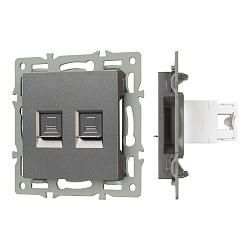 Механизм компьютерной розетки двойной SCT-MPC2-PL-GR (RJ-45, CAT6) (Arlight, -)