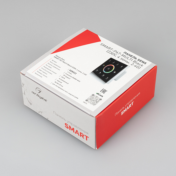 Панель Sens SMART-P67-MULTI Black (230V, 4 зоны, 2.4G) (Arlight, IP20 Пластик, 5 лет) Lednikoff