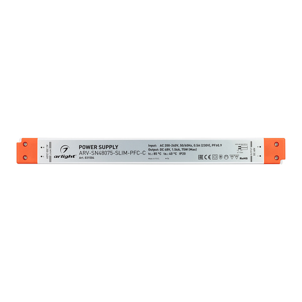 Блок питания ARV-SN48075-SLIM-PFC-C (48V, 1.56A, 75W) (Arlight, IP20 Пластик, 3 года) Lednikoff