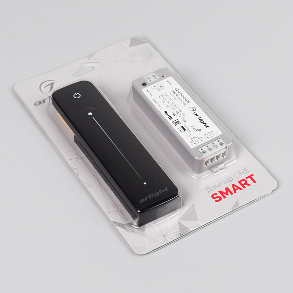 Диммер SMART-DIM-SET-LINE (12-24V, 1x8A, ПДУ 2.4G) (Arlight, IP20 Пластик, 5 лет) Lednikoff