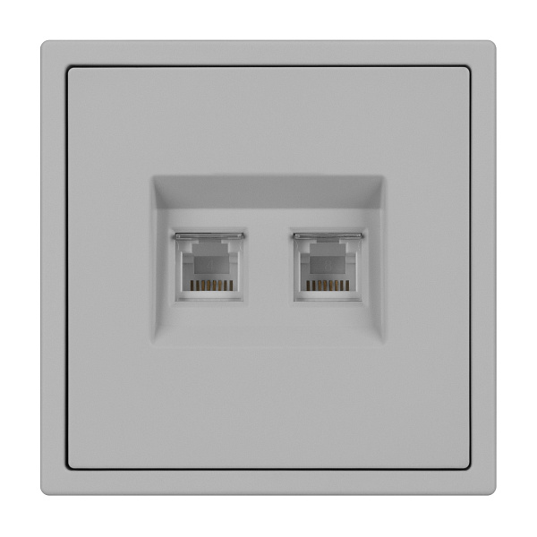 ARL NOBE Розетка телефонная двойная софт-тач никель SCT-MTL2-SFPL-IS (2хRJ-11, 4C) (Arlight, -) Lednikoff