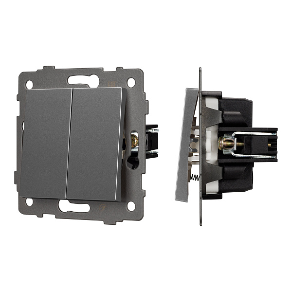 Механизм выключателя двухклавишный самовозвратный SWT-MKR2-PL-GR-V (250V, 10A) (Arlight, -) Lednikoff