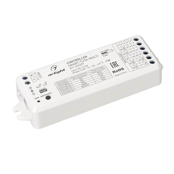 Контроллер SMART-TUYA-MULTI (12-24V, 5x3A, RGB-MIX, 2.4G) (Arlight, IP20 Пластик, 5 лет) Lednikoff