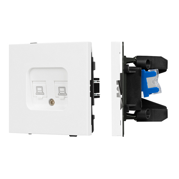 Механизм компьютерной розетки двойной SCT-TENDO-MPC2-PL-WH (RJ-45, CAT6) (Arlight, Белый) Lednikoff