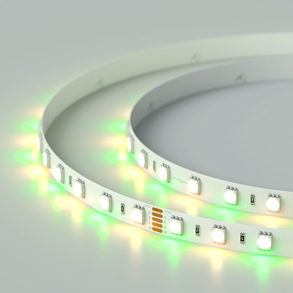 Светодиодная лента RT-B60-10mm 24V RGBW-Warm (14.4 W/m, IP20, 5m) (Arlight, Открытый) Lednikoff