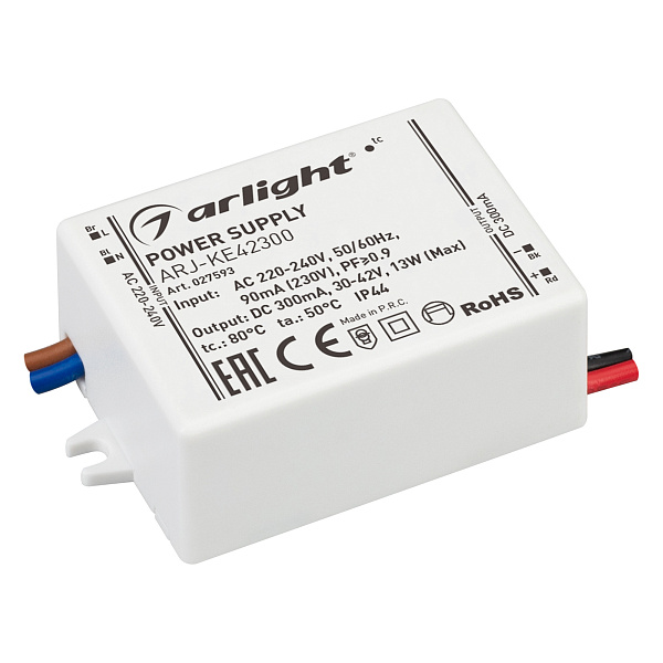 Блок питания ARJ-KE42300 (13W, 300mA, PFC) (Arlight, IP44 Пластик, 5 лет) Lednikoff