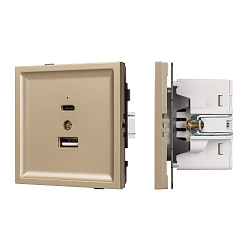 Механизм USB розетки SCT-TENDO-MUAC-SFPL-GD (5V, 3A, QC3) (Arlight, Матовый песочный)