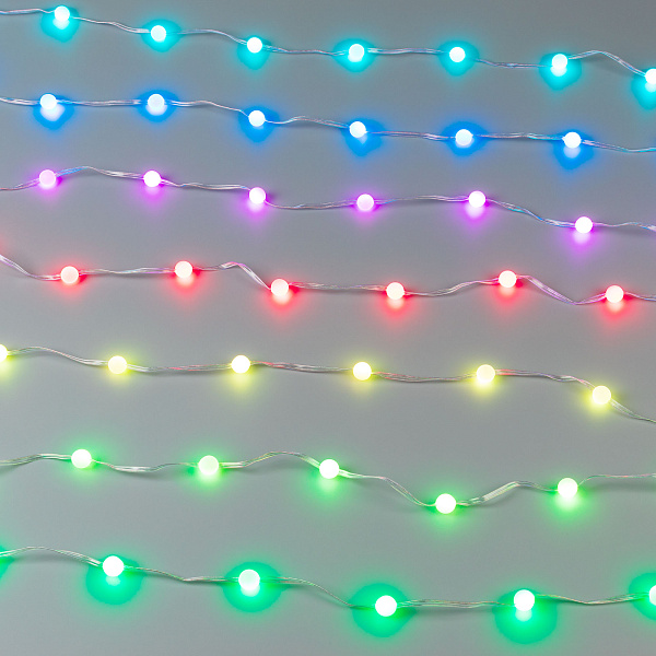 Светодиодная гирлянда ARD-BEAD-HOME-10000-CLEAR-100LED RGB (5V, USB, ПДУ) (Ardecoled, IP20 Пластик) Lednikoff