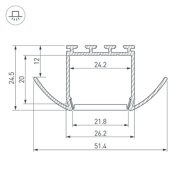 Профиль PLS-LOCK-H25-FA-2000 ANOD (Arlight, Алюминий) Lednikoff