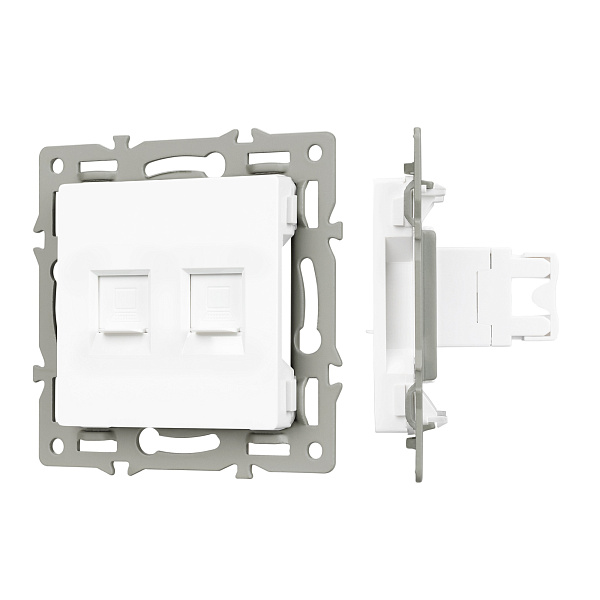 Механизм компьютерной розетки двойной SCT-MPC2-PL-WH (RJ-45, CAT6) (Arlight, -) Lednikoff