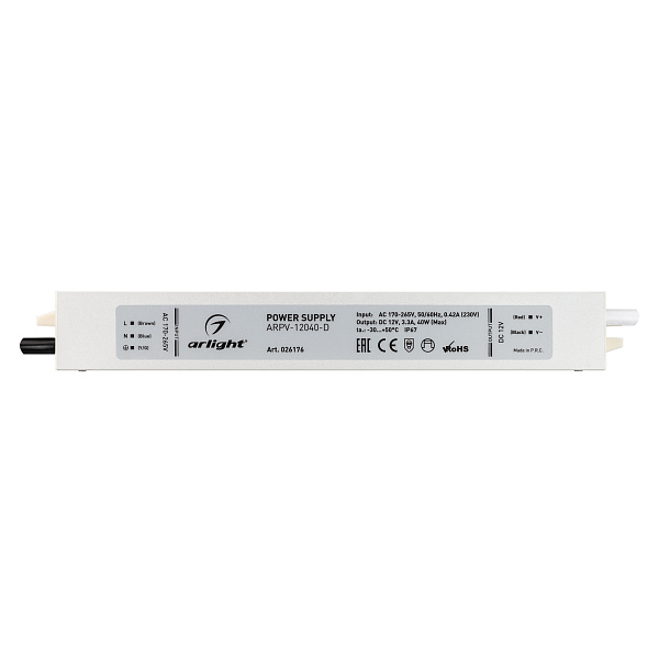 Блок питания ARPV-12040-D (12V, 3.3A, 40W) (Arlight, IP67 Металл, 3 года) Lednikoff