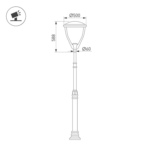 Светильник OXOR-LEIS-500x588-35W Day4000 (BK, 120 deg, 230V) IP65 (Arlight, IP65 Металл, 3 года) Lednikoff