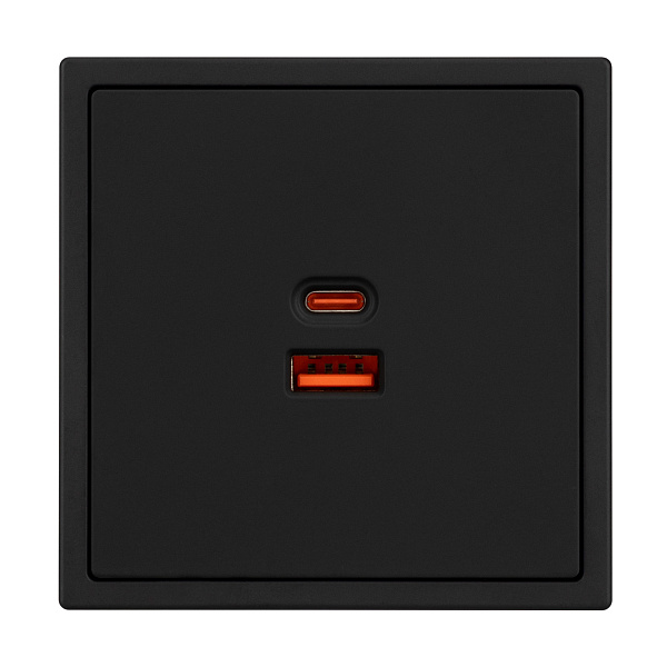ARL NOBE USB Розетка тип A+C софт-тач черный оникс SCT-MUAC-SFPL-FC-BK (65W, QC3) (Arlight, -) Lednikoff