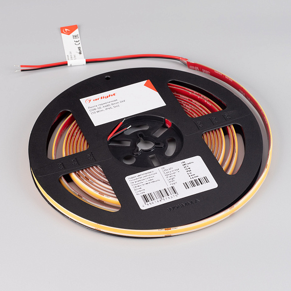 Светодиодная лента герметичная COB-SE-X480-8mm 24V Warm3000 (10 W/m, IP65, 5m) (Arlight, 5 лет) Lednikoff