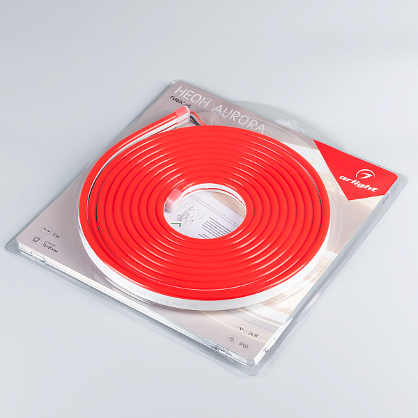 Светодиодная лента герметичная AURORA-PS-A120-16x8mm 24V Red (10 W/m, IP65, 2835, 5m) (Arlight, Силикон, 2 года)