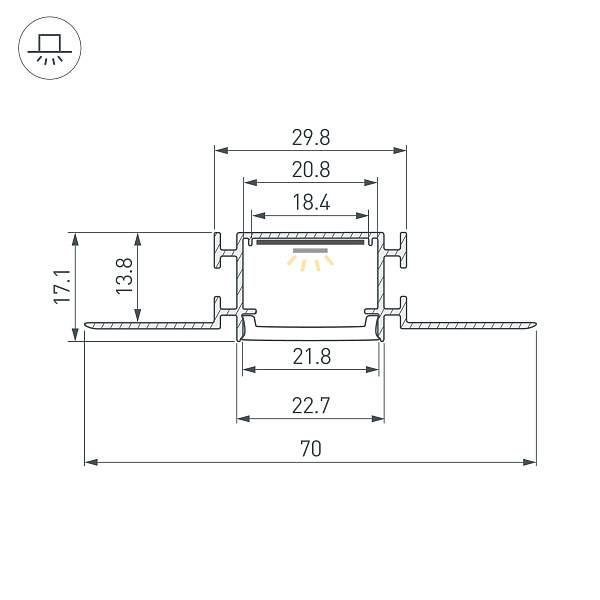 Профиль FANTOM-BENT-W23-TOP-2000 ANOD (Arlight, Алюминий) Lednikoff