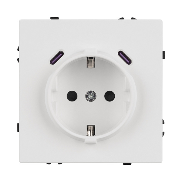 ARL NOBE Розетка зк со шторками с USB тип C+С софт-тач белый кварц SCT-MUCC-SFPL-WH (250V, 16A) (Arlight, -) Lednikoff
