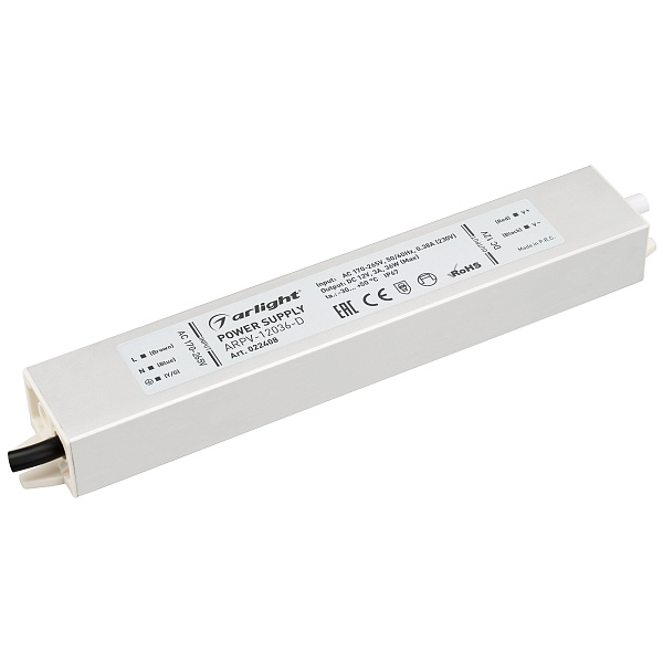 Блок питания ARPV-12036-D (12V, 3.0A, 36W) (Arlight, IP67 Металл, 3 года) Lednikoff