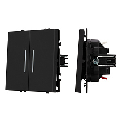 Механизм выключателя двухклавишный проходной LED SWT-NOBE-MKP2-SFPL-L-BK (230V, 10A) (Arlight, Черный оникс)