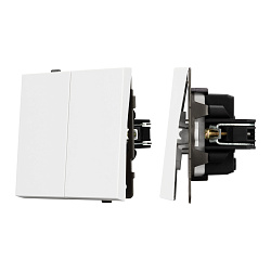Механизм выключателя двухклавишный непроходной SWT-TENDO-MK02-PL-WH (230V, 10A) (Arlight, Белый)