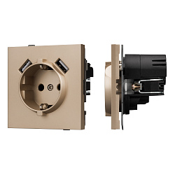 Механизм розетки с USB зарядкой SCT-TENDO-MUAA-PL-GD (230V, 16A) (Arlight, Песочный)