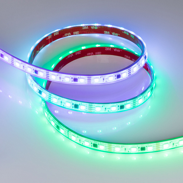 Светодиодная лента герметичная SPI-PFS-B60-12mm 12V RGB-PX3-BPT (12 W/m, IP68, 5060, 5m) (Arlight, бегущий огонь) Lednikoff