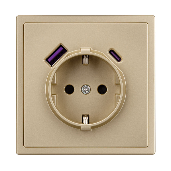 Механизм розетки с USB зарядкой SCT-NOBE-MUAC-SFPL-GD (230V, 16A) (Arlight, Золотой песок) Lednikoff