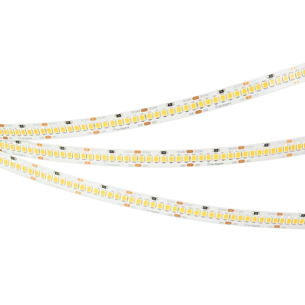 Светодиодная лента RT-A252-10mm 24V Warm3000 (11 W/m, IP20, 2835, 5m) (Arlight, Открытый) Lednikoff