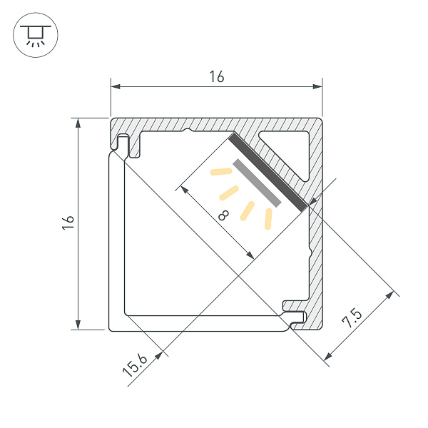 Профиль SL-KANT-H16-2000 WHITE (Arlight, Алюминий) Lednikoff