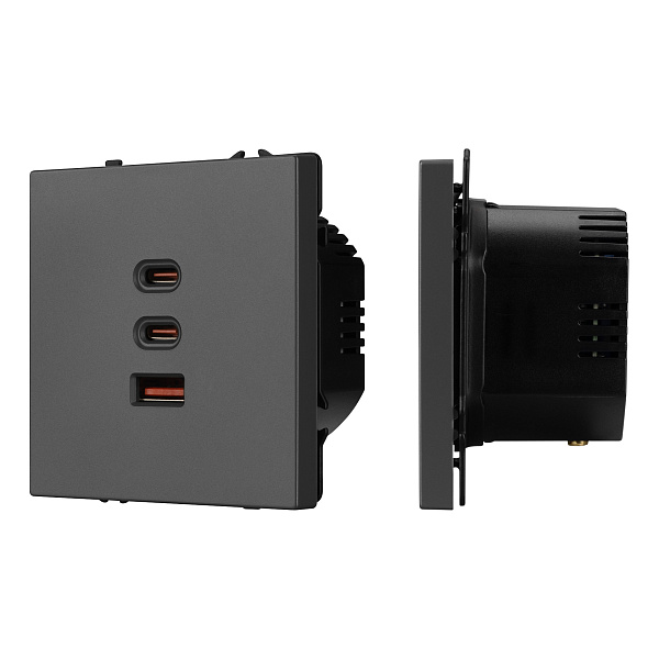ARL NOBE USB Розетка тип А+С+С софт-тач серый базальт SCT-MUACC-SFPL-FC-GR (65W, QC3) (Arlight, -) Lednikoff