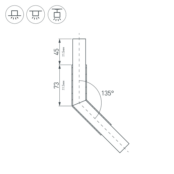 Угол PLS-LOCK-H25-L135 (с экраном MAT-L) (Arlight, Металл) Lednikoff