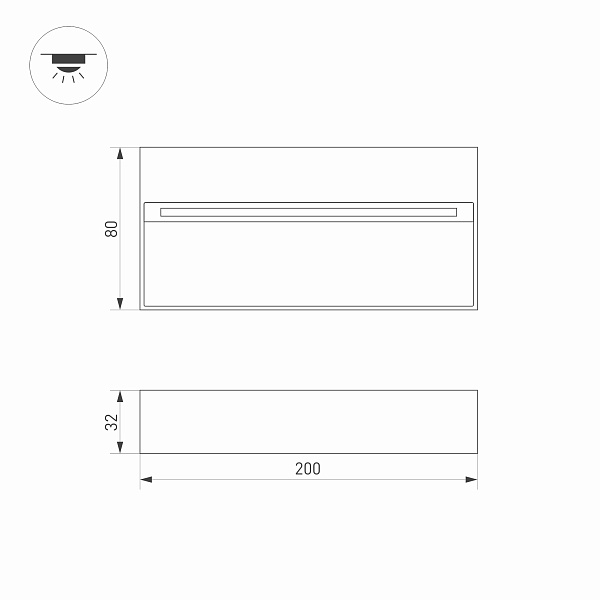 Светильник LGD-TRACE-S200x80-8W Warm3000 (GR, 65 deg, 230V) (Arlight, IP65 Металл, 3 года) Lednikoff