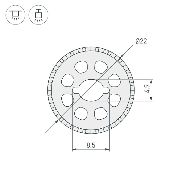 Силиконовый профиль WPH-FLEX-ROPE-D22-360deg-S8-5m WHITE (Arlight, Силикон) Lednikoff