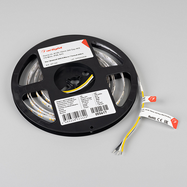 Светодиодная лента UL-A120-10mm 24V Day-MIX (10 W/m, IP20, 5m) (Arlight, Изменяемая ЦТ) Lednikoff