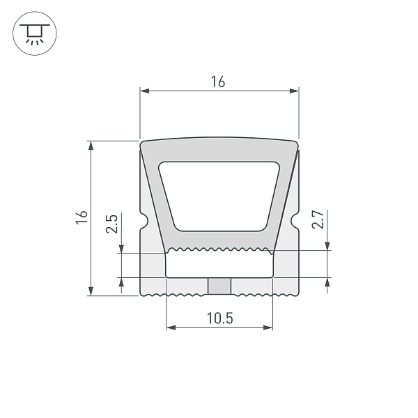 Силиконовый профиль WPH-FLEX-1616-TOP-S11-5m WHITE (Arlight, Силикон) Lednikoff