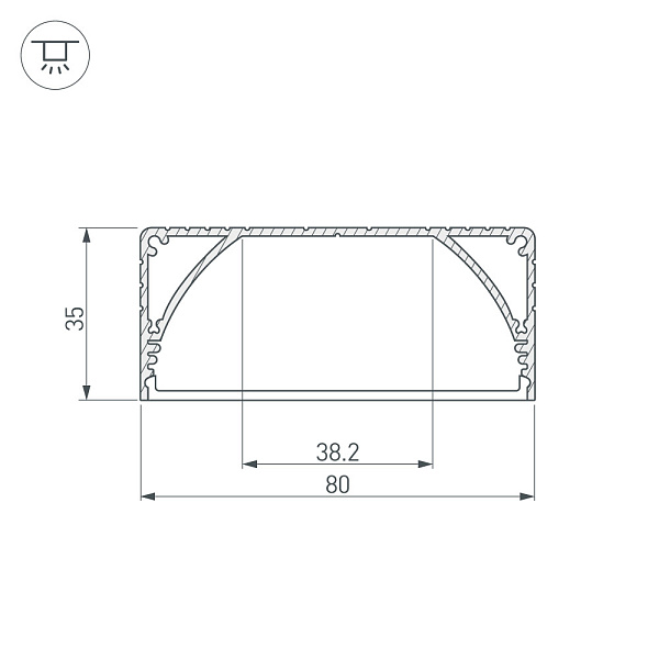 Профиль с экраном ALU-POWER-W80N-2000 ANOD+FROST (Arlight, Алюминий) Lednikoff