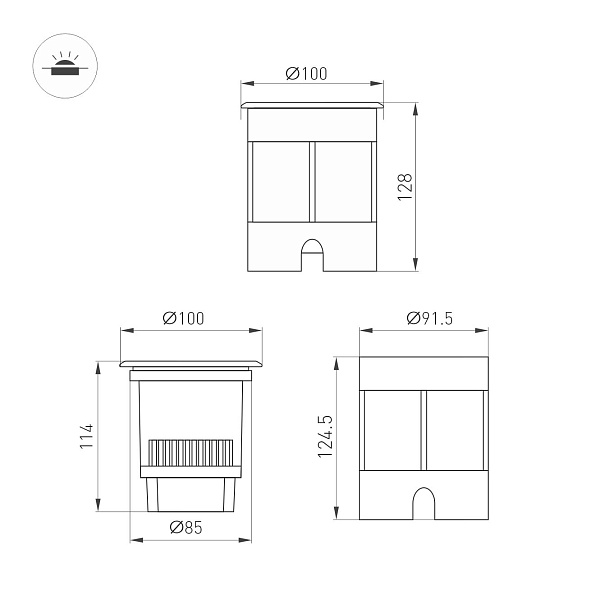 Светильник LTD-DAFNA-GROUND-R100-6W Warm2700 (SL, 45 deg, 230V) (Arlight, IP67 Металл, 5 лет) Lednikoff